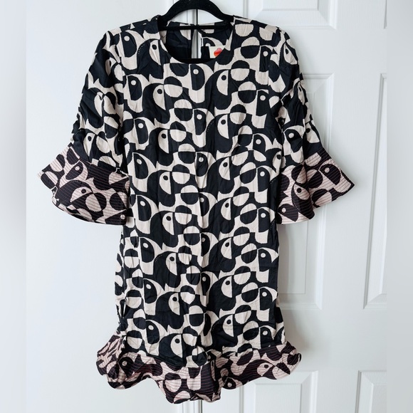 Farm Rio Geometric Toucan Flounce Mini Dress, Size XS - Picture 6 of 13